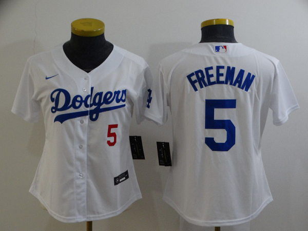 Women's Nike Los Angeles Dodgers #5 Freddie Freeman White Stitched MLB Jersey