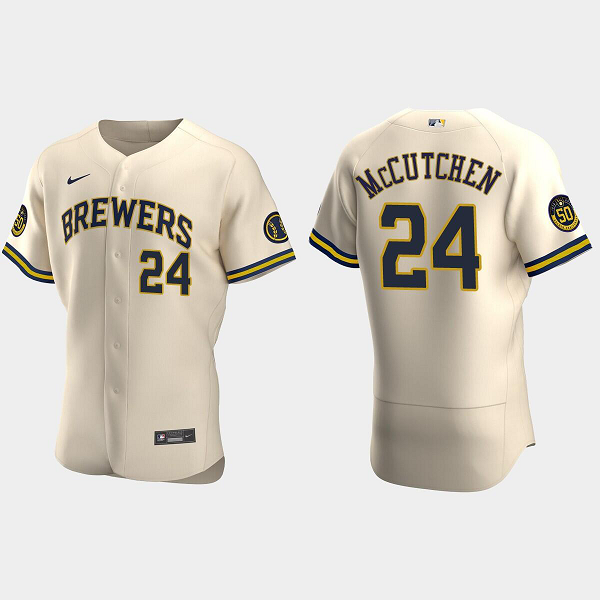 Men's Milwaukee Brewers #24 Andrew McCutchen Alternate Cream MLB Jersey