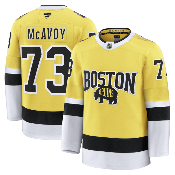 Men's Boston Bruins #73 Charlie McAvoy Gold 2026 NHL Stadium Series Premium Jersey