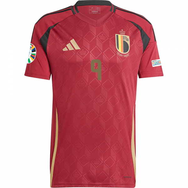 adidas Belgium Leandro Trossard Home Jersey w/ Euro 2024 Patches 24/25 (Burgundy)