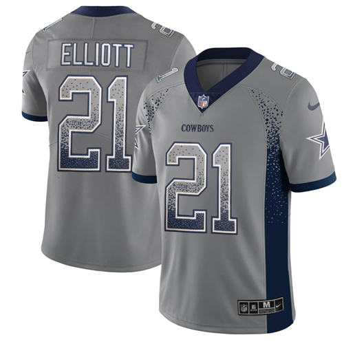 Nike Dallas Cowboys #21 Ezekiel Elliott Gray Men's Stitched NFL Limited Rush Drift Fashion Jersey