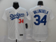 Men's Los Angeles Dodgers #34 Fernando Valenzuela White Stitched MLB Flex Base Nike Jersey