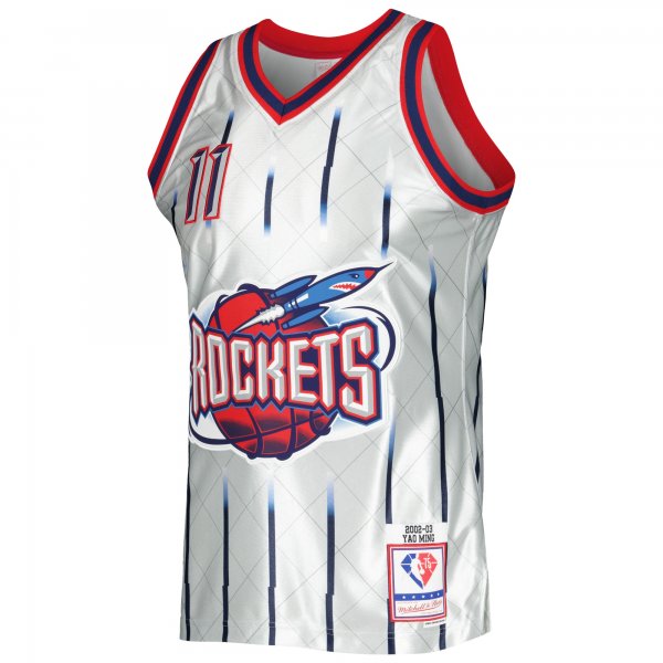 Men's Houston Rockets Yao Ming Mitchell & Ness Platinum 2002/03 Hardwood Classics 75th Anniversary Swingman Jersey