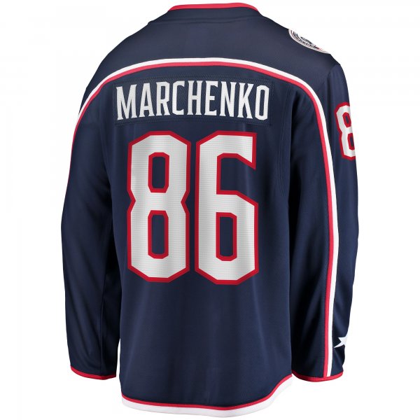 Men's Columbus Blue Jackets Kirill Marchenko Fanatics Navy Home Breakaway Jersey