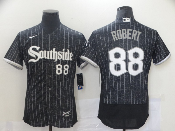 Men's Nike Chicago White Sox #88 Luis Robert Black MLB 2021 City Connect Player Jersey