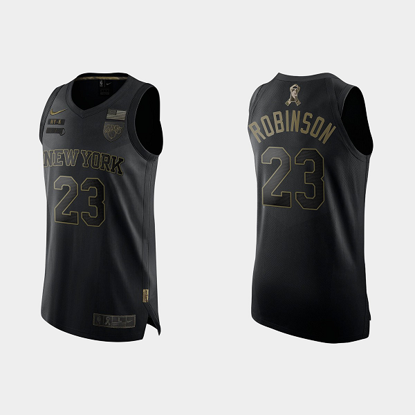 Men's New York Knicks #23 Mitchell Robinson 2020 Salute To Service Black NBA Jersey