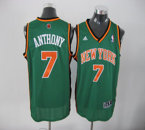 Men's New York Knicks #7 Carmelo Anthony Green Stitched NBA Jersey