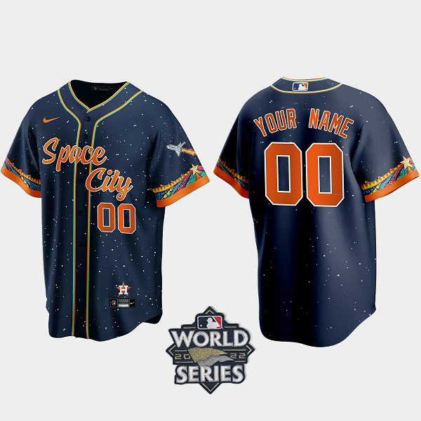 Houston Astros Custom 2021 City Connect Replica Men's MLB Jersey with 2022 World Series Patch - Navy