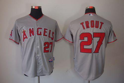 Los Angeles Angels of Anaheim #27 Mike Trout Grey Cool Base Stitched MLB Jersey