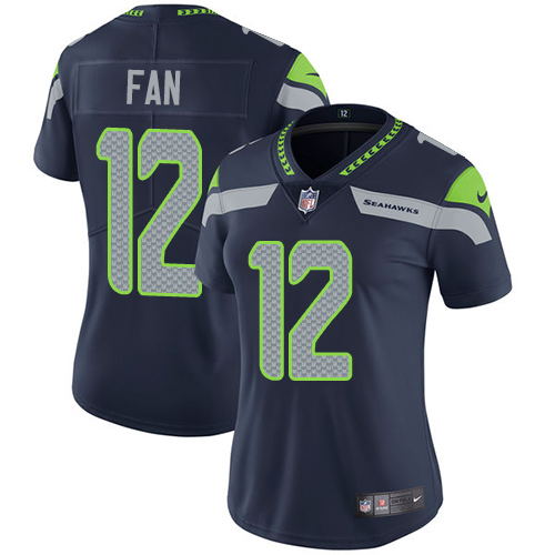 Nike Seattle Seahawks #12 Fan Steel Blue Team Color Women's Stitched NFL Vapor Untouchable Limited Jersey