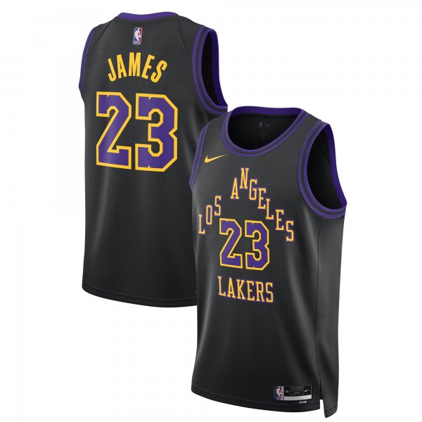 Men's Unisex Los Angeles Lakers #23 LeBron James Nike Black 2023/24 Swingman City Edition Jersey