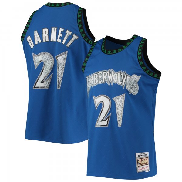 Men's Minnesota Timberwolves Kevin Garnett Mitchell & Ness Blue 2003/04 Hardwood Classics NBA 75th Anniversary Diamond Swingman Jersey