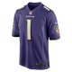 Men's Baltimore Ravens Number 1 Dad Nike Purple Game Jersey