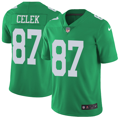 Nike Philadelphia Eagles #87 Brent Celek Green Men's Stitched NFL Limited Rush Jersey