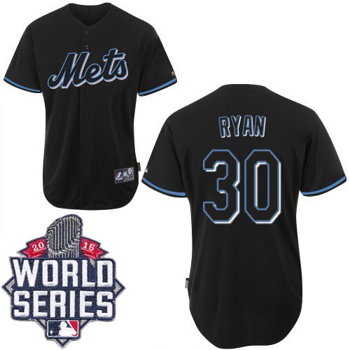 New York Mets #30 Nolan Ryan Black Fashion W/2015 World Series Patch Stitched MLB Jersey