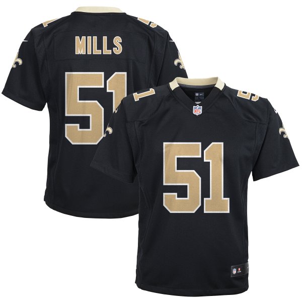 Youth New Orleans Saints Sam Mills Nike Black Retired Game Jersey