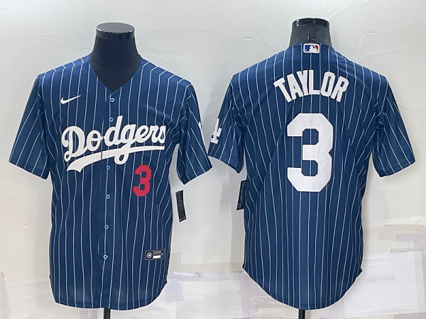 Men's Nike Los Angeles Dodgers #3 Chris Taylor Blue Stitched MLB Cool Base Jersey