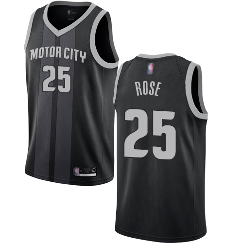 Detroit Pistons #25 Derrick Rose Black NBA Swingman City Edition 2018/19 Jersey