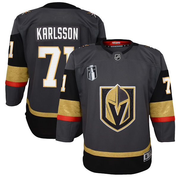 Youth Vegas Golden Knights #71 William Karlsson Black 2023 Stanley Cup Final Alternate Premier Player Jersey