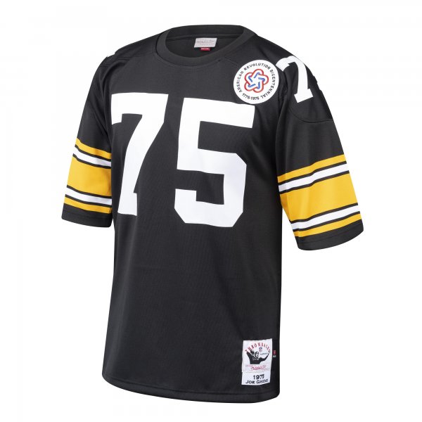 Men's Pittsburgh Steelers 1975 Joe Greene Mitchell & Ness Black Throwback Retired Player Jersey