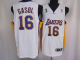 Men's Los Angeles Lakers #16 Pau Gasol Stitched White Champion Patch NBA Jersey