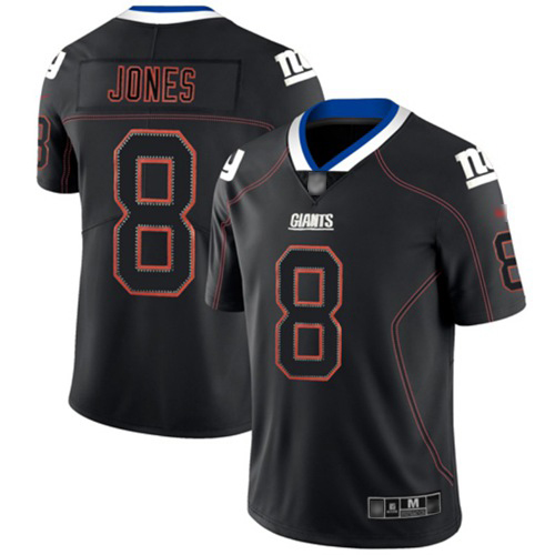 New York Giants #8 Daniel Jones Lights Out Black Men's Stitched NFL Limited Rush Jersey