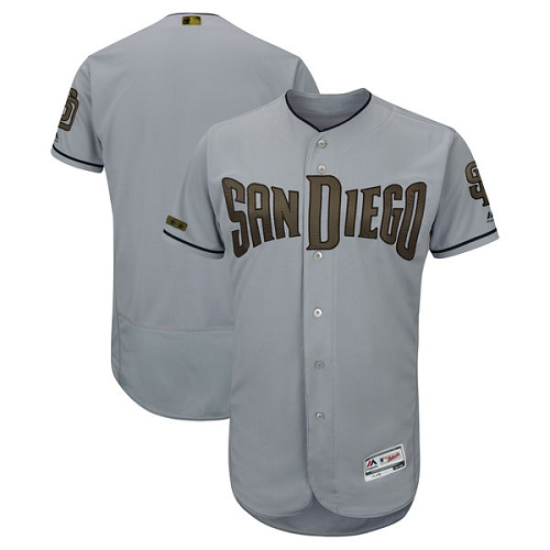 Men's San Diego Padres Blank Majestic Gray 2018 Memorial Day Collection Flex Base MLB Team Jersey