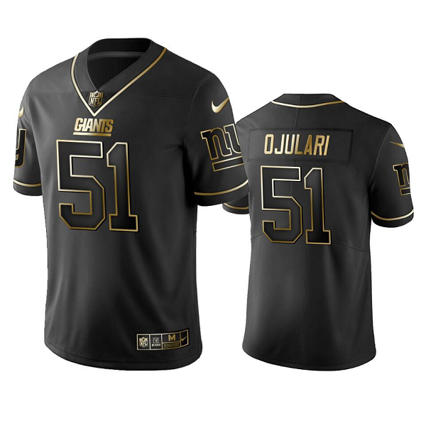 Men's New York Giants Azeez Ojulari #51 Black Golden Edition Vapor Limited NFL Jersey