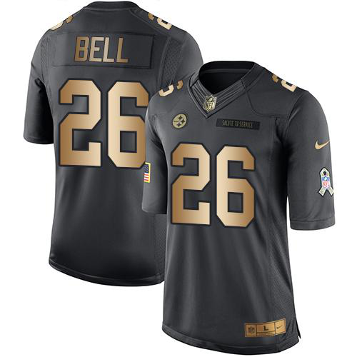 Nike Pittsburgh Steelers #26 Le'Veon Bell Black Men's Stitched NFL Limited Gold Salute To Service Jersey