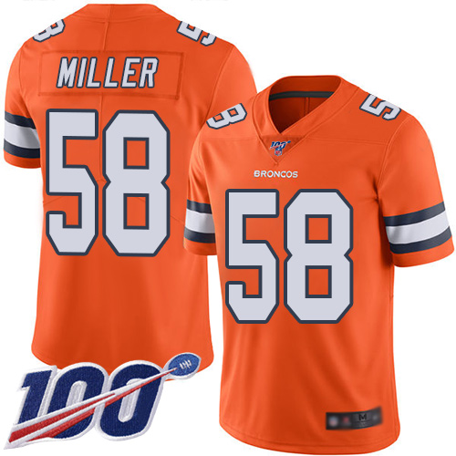 Denver Broncos #58 Von Miller Orange Men's Stitched NFL Limited Rush 100th Season Jersey