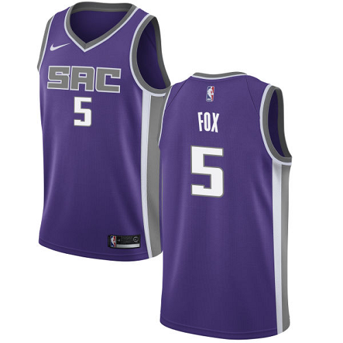 Men's Nike Sacramento Kings #5 De'Aaron Fox Purple Swingman Icon Edition NBA Jersey