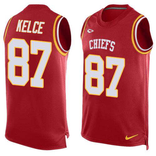 Nike Kansas City Chiefs #87 Travis Kelce Red Team Color Men's Stitched NFL Limited Tank Top Jersey