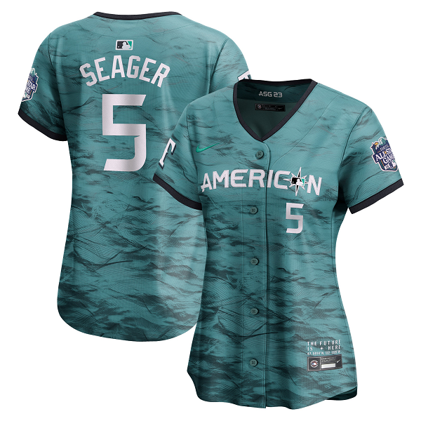 Women's American League #5 Corey Seager Nike Teal 2023 MLB All-Star Game Cool Base Jersey