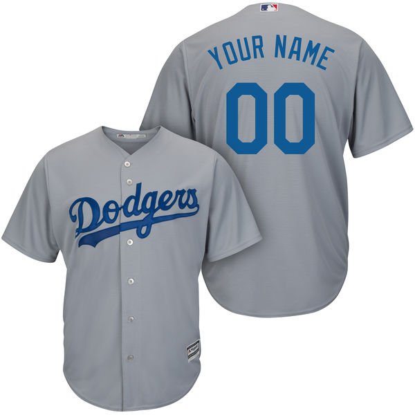 Men's Los Angeles Dodgers Majestic Gray Road Alternate Cool Base Custom MLB Jersey