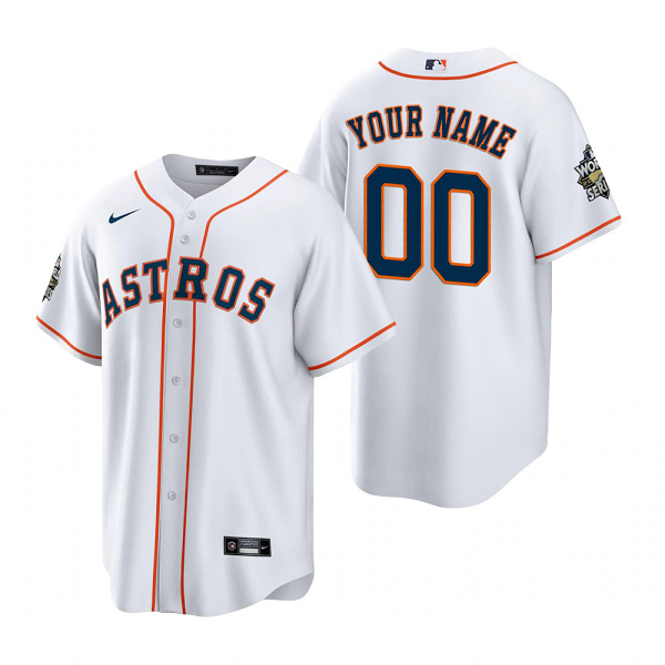 Men's Houston Astros Custom White 2022 World Series Cool Base Jersey