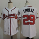 Mitchell And Ness 1995 Atlanta Braves #29 John Smoltz White Throwback Stitched MLB Jersey