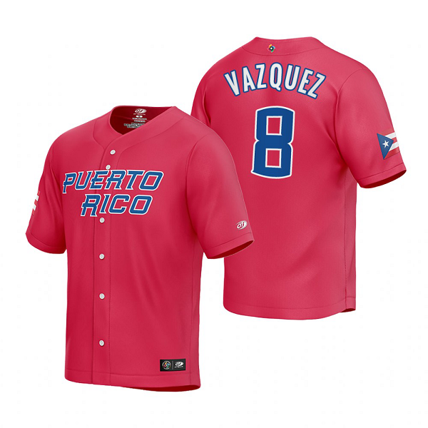 Puerto Rico Baseball Christian Vazquez Red 2023 World Baseball Classic Jersey