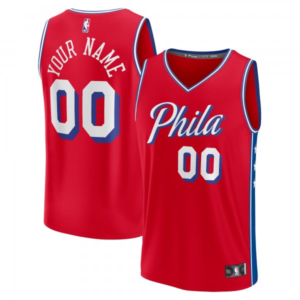 Men's Philadelphia 76ers  Fanatics Red Fast Break Custom Jersey - Statement Edition