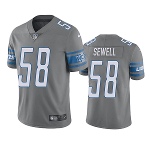 Men's Detroit Lions #58 Penei Sewell Color Rush Limited Steel Jersey