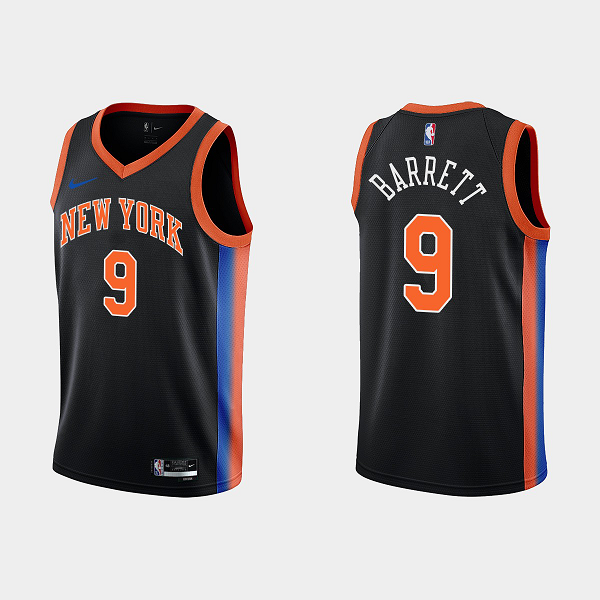 Men's New York Knicks #9 RJ Barrett 2022-23 City Edition Black Swingman NBA Jersey