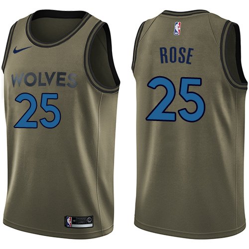 Men's Nike Minnesota Timberwolves #25 Derrick Rose Green Salute to Service Swingman NBA Jersey