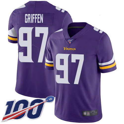 Minnesota Vikings #97 Everson Griffen Purple Team Color Men's Stitched NFL 100th Season Vapor Limited Jersey