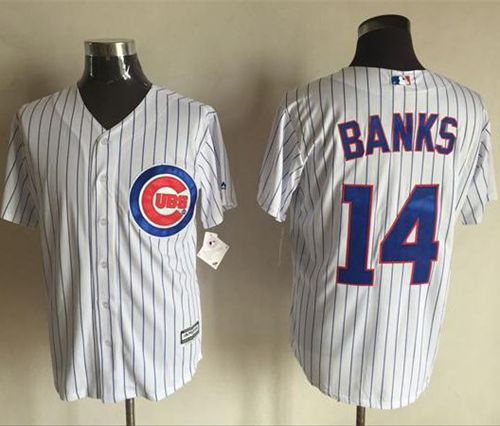 Chicago Cubs #14 Ernie Banks White Strip New Cool Base Stitched MLB Jersey