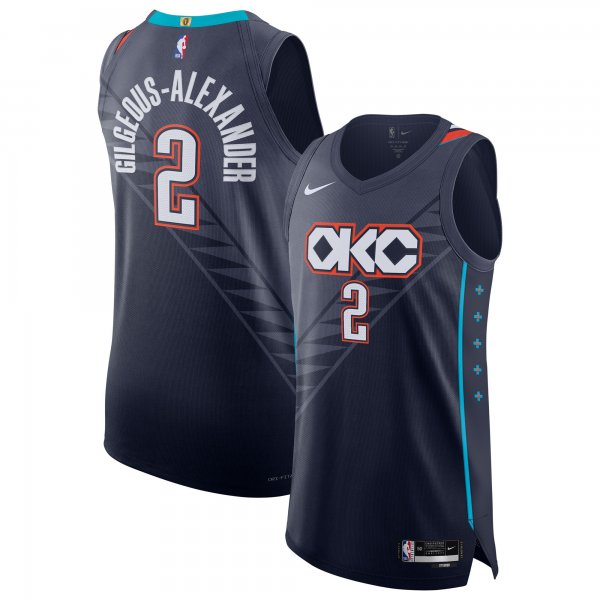Men's Unisex Oklahoma City Thunder #2 Shai Gilgeous-Alexander Nike Navy 2025/26 Authentic City Edition Jersey