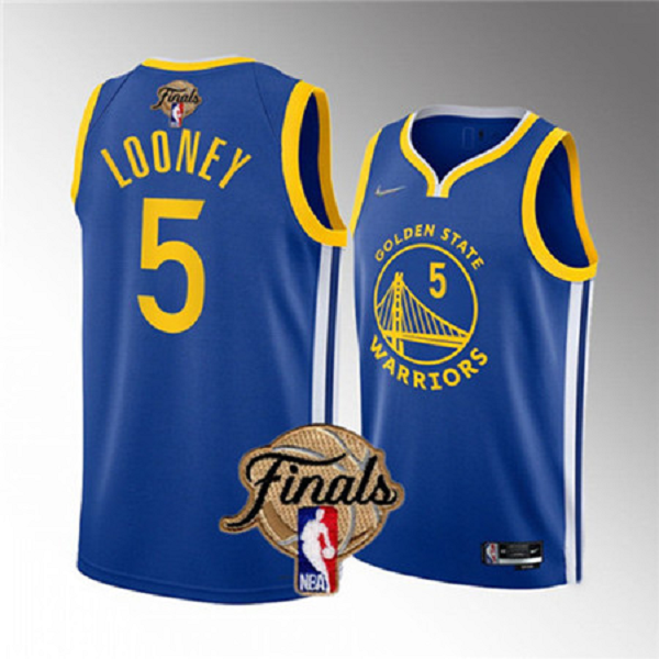 Men's Golden State Warriors #5 Kevon Looney 2022 Blue Finals Stitched NBA Jersey