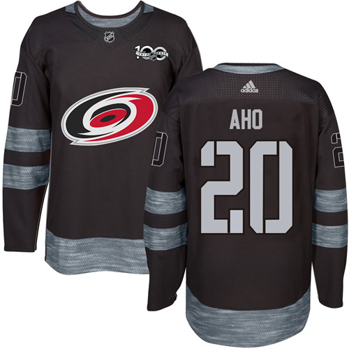 Adidas Carolina Hurricanes #20 Sebastian Aho Black 1917-2017 100th Anniversary Stitched NHL Jersey