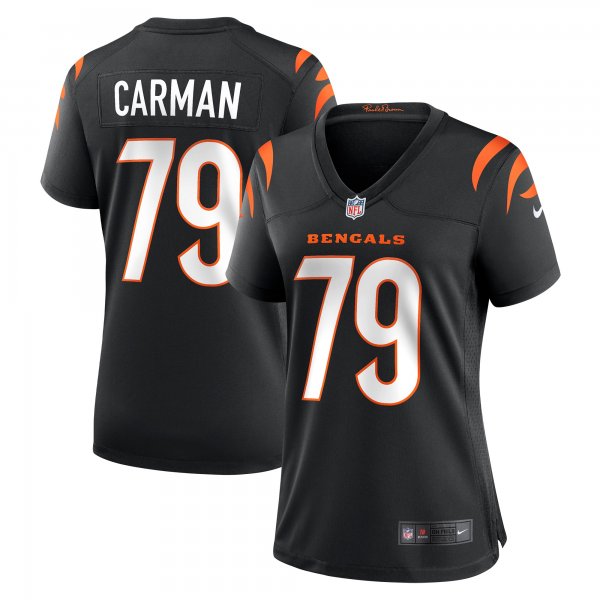 Women's Cincinnati Bengals Jackson Carman Nike Black Game Jersey