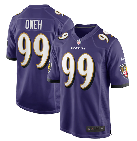 Men's Nike Baltimore Ravens #99 Odafe Oweh Purple 2021 NFL Draft First Round Pick Game Jersey