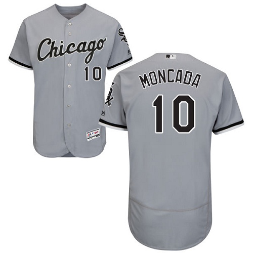 White Sox #10 Yoan Moncada Grey Flexbase Collection Stitched MLB Jersey