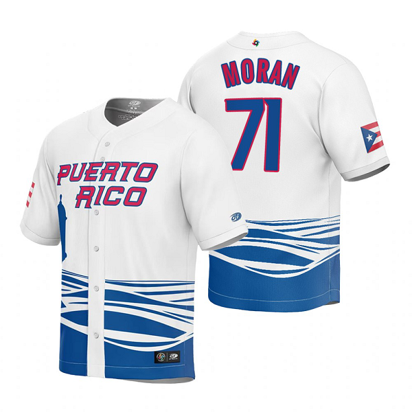 Puerto Rico Baseball Jovani Moran White 2023 World Baseball Classic Jersey WBC White Jersey